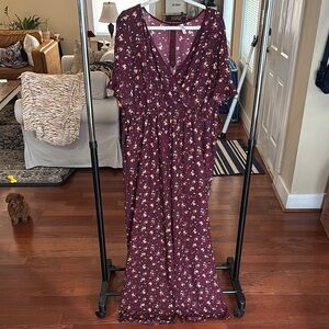 Xhilaration Burgundy Floral Jumpsuit